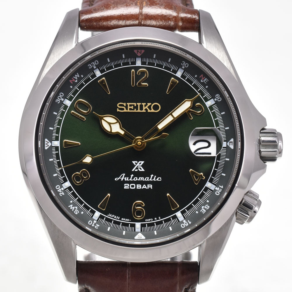 with paper SEIKO Prospex Alpinist SBDC091/6R35-00E0 see-through back date green Dial Automatic Men's
 Watch I#147755