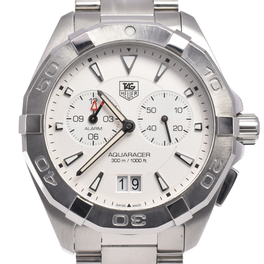 TAG HEUER Aqua racer WAY111Y alarm white Dial Quartz Men's
 Watch I#147763