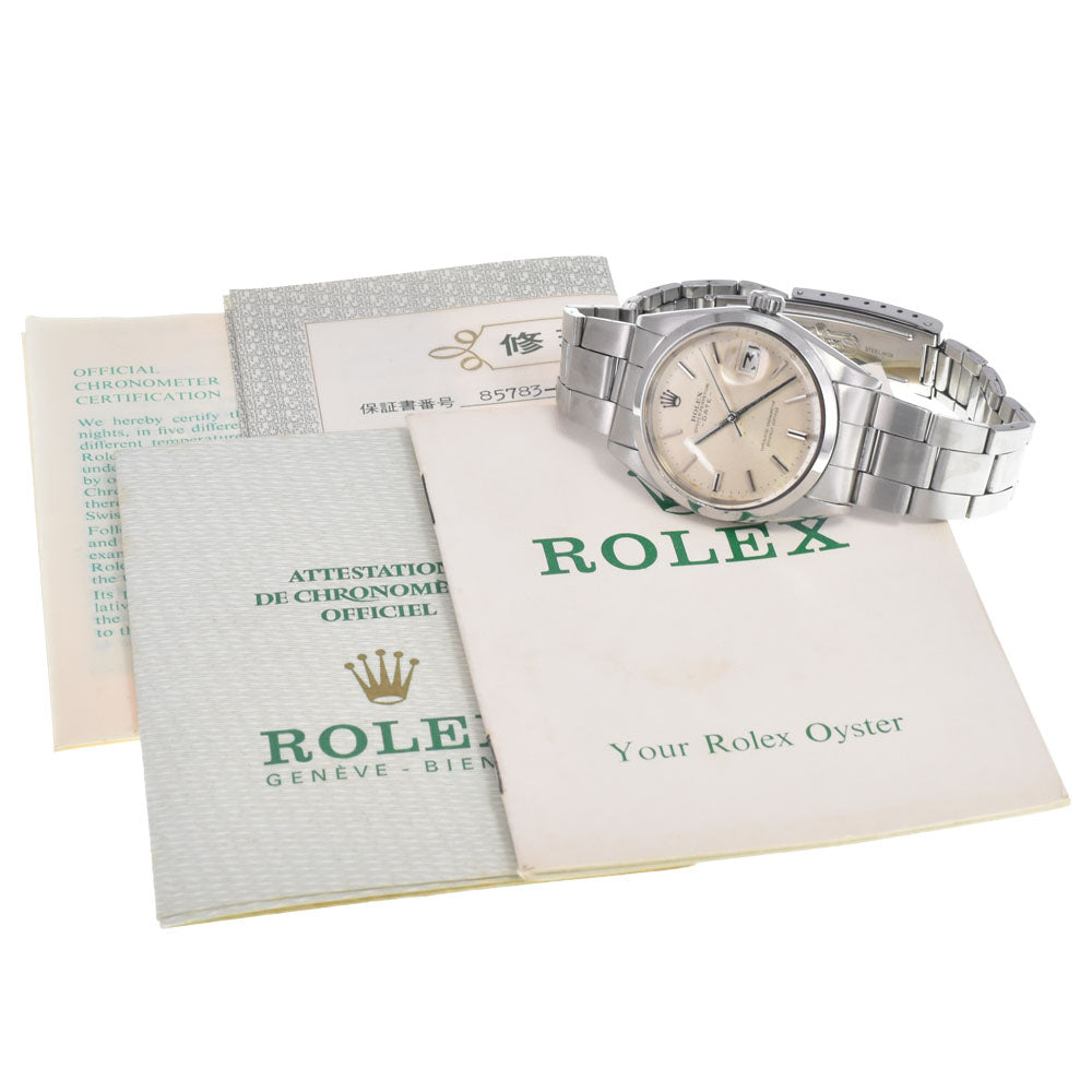 with paper ROLEX Oyster perpetual date 1500 vintage Cal.1570 Silver Dial Automatic Men's
 Watch J#147764