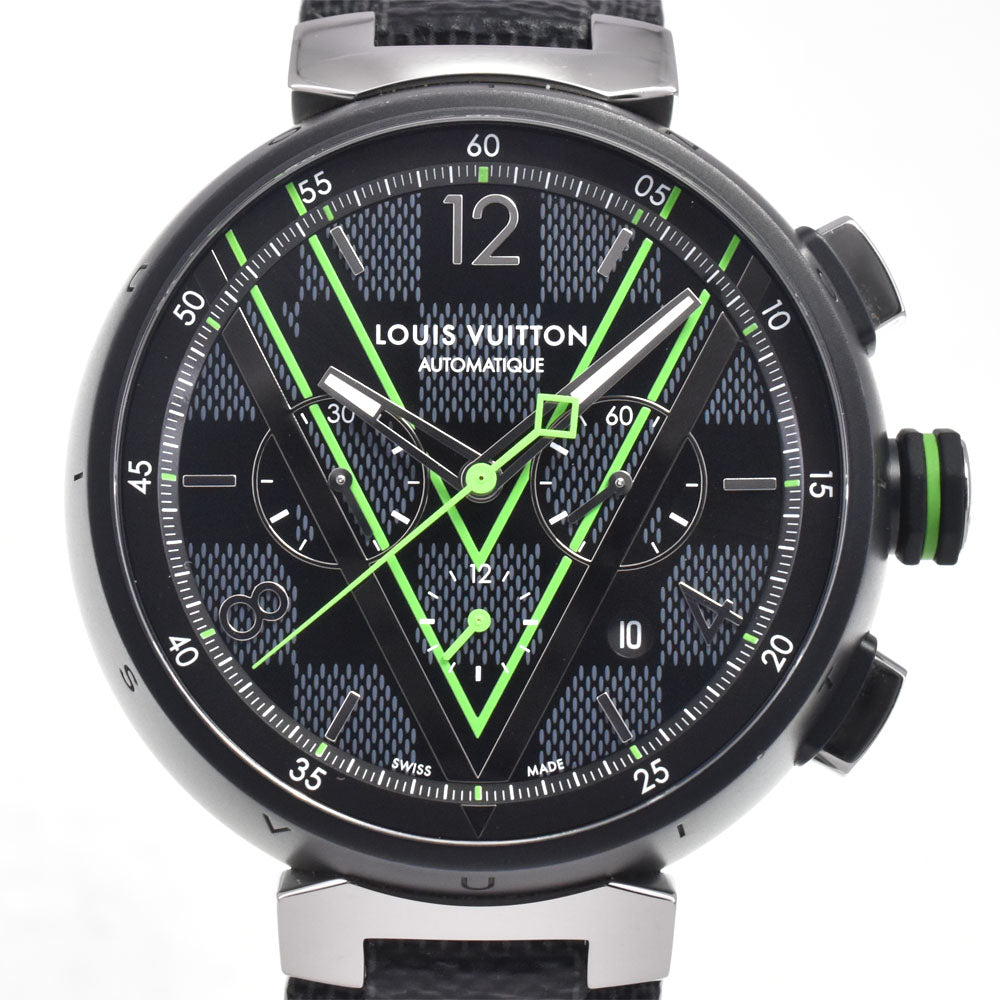 with paper LOUIS VUITTON Tambour Damier Graphite Lace QA130Z black Dial Automatic Men's
 Watch H#147780