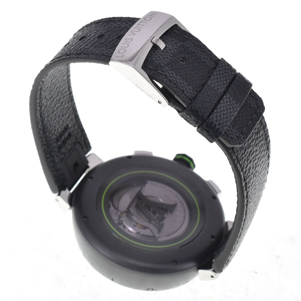 with paper LOUIS VUITTON Tambour Damier Graphite Lace QA130Z black Dial Automatic Men's
 Watch H#147780