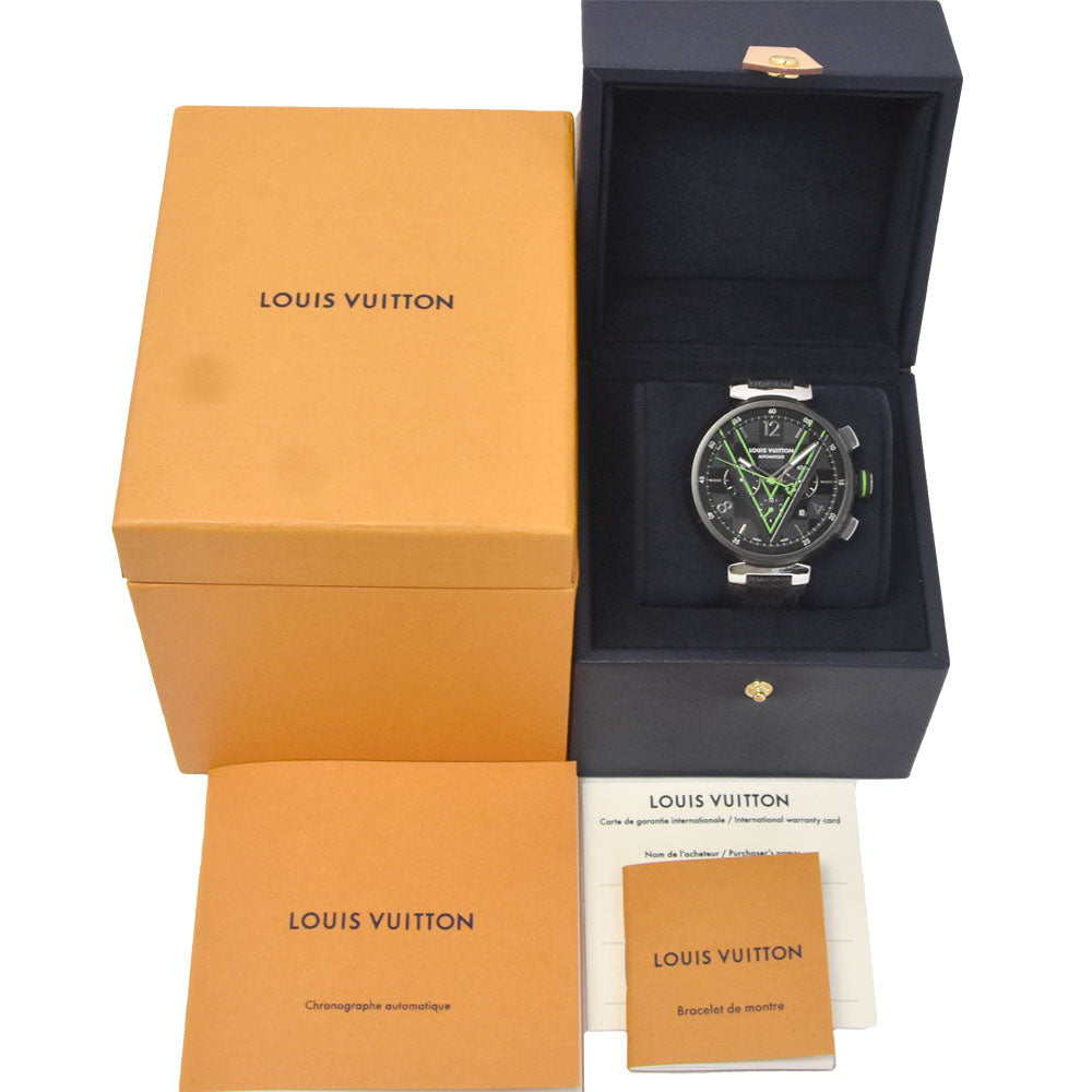 with paper LOUIS VUITTON Tambour Damier Graphite Lace QA130Z black Dial Automatic Men's
 Watch H#147780