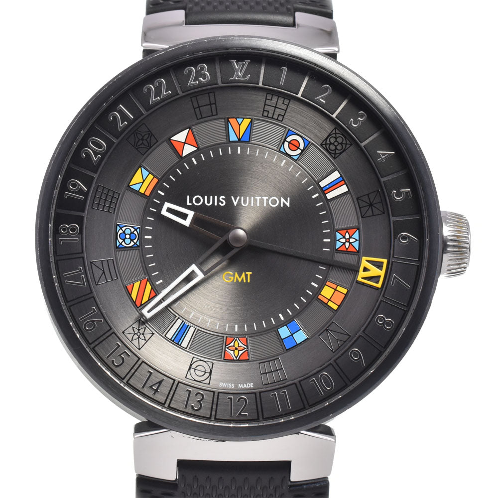 LOUIS VUITTON Tambour Moon Dual Time GMT QA097 gray Dial Quartz Men's
 Watch H#147781