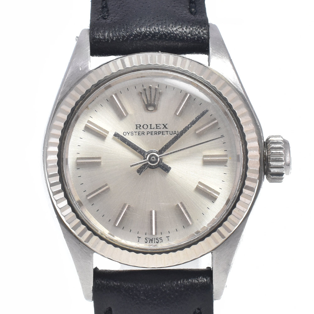 ROLEX Oyster perpetual 6619 vintage Cal.1161 Silver Dial Automatic Ladies
 Watch I#147783
