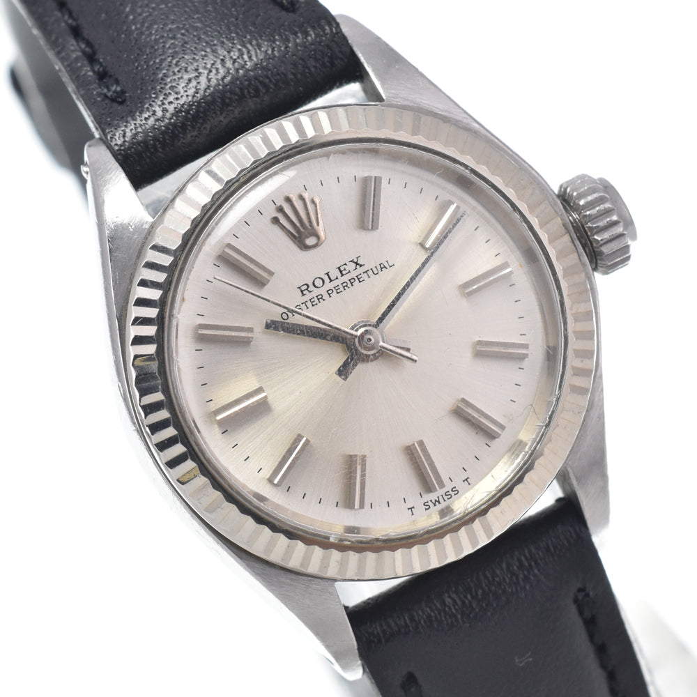 ROLEX Oyster perpetual 6619 vintage Cal.1161 Silver Dial Automatic Ladies
 Watch I#147783