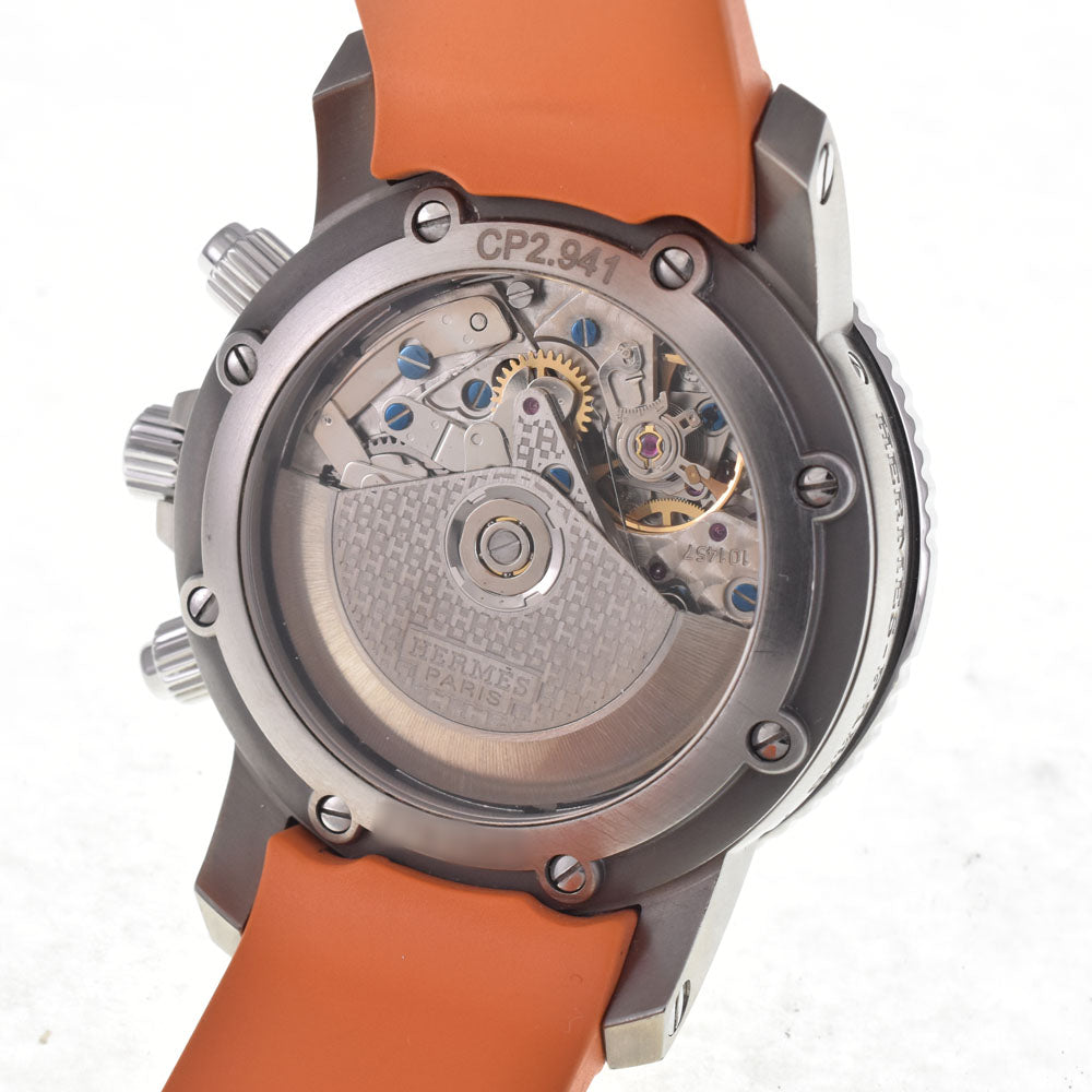 with paper HERMES Clipper diver CP2.941 Titanium/Stainless Steel Chronograph Date gray Dial Automatic Men's
 Watch H#147784