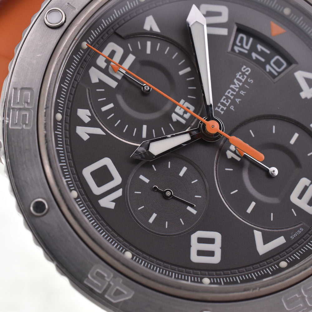 with paper HERMES Clipper diver CP2.941 Titanium/Stainless Steel Chronograph Date gray Dial Automatic Men's
 Watch H#147784