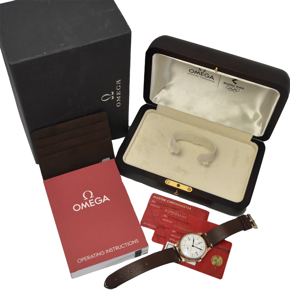 with paper OMEGA Specialty's Olympic Collection 522.52.39.21.04.00﻿1 2022 Beijing white Dial Hand Winding Men's
 Watch H#147793