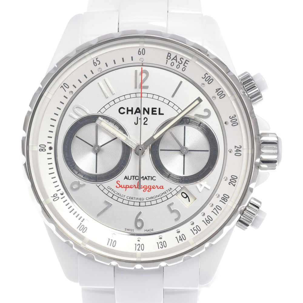 with paper CHANEL J12 Super Reggera H3410 Chronograph Silver Dial Automatic Men's
 Watch H#147795