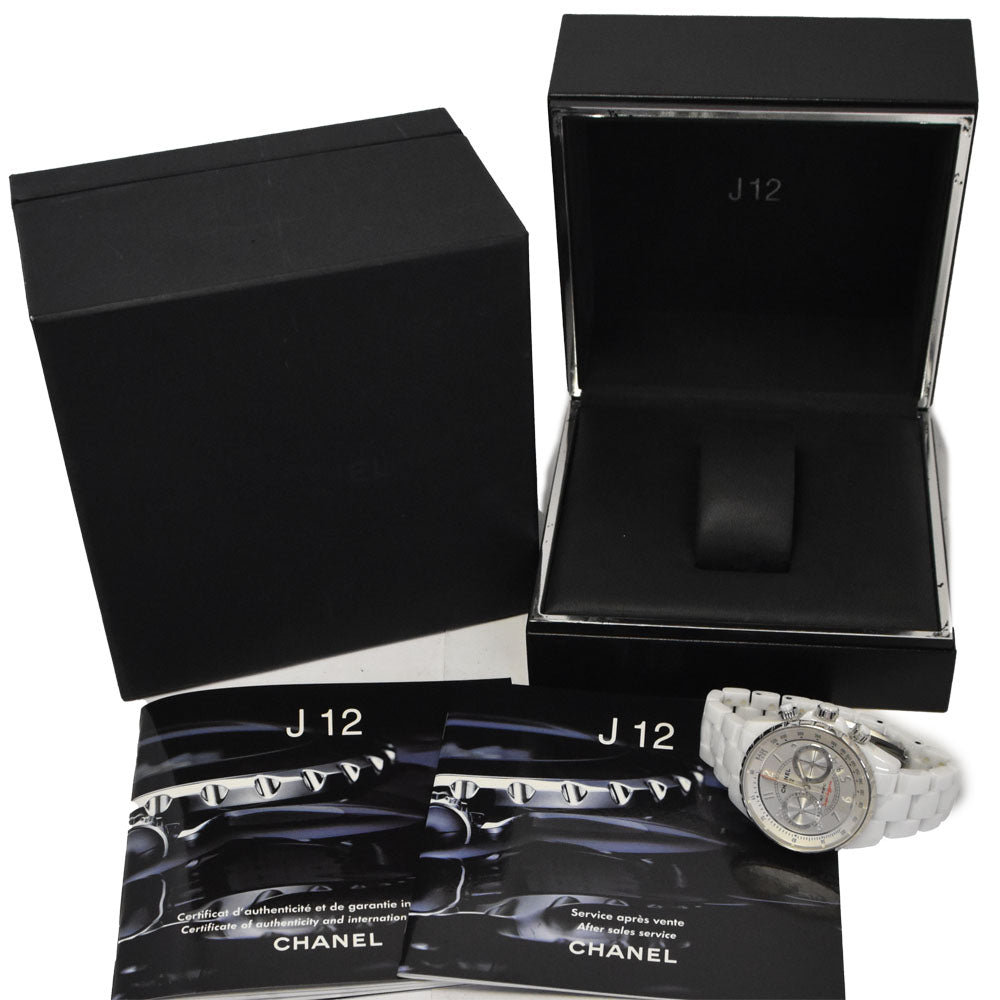 with paper CHANEL J12 Super Reggera H3410 Chronograph Silver Dial Automatic Men's
 Watch H#147795