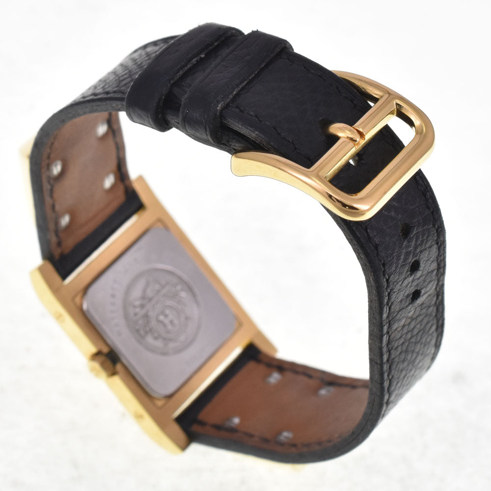 HERMES Medor Gold Plated / Leather white Dial Quartz Ladies
 Watch I#147811