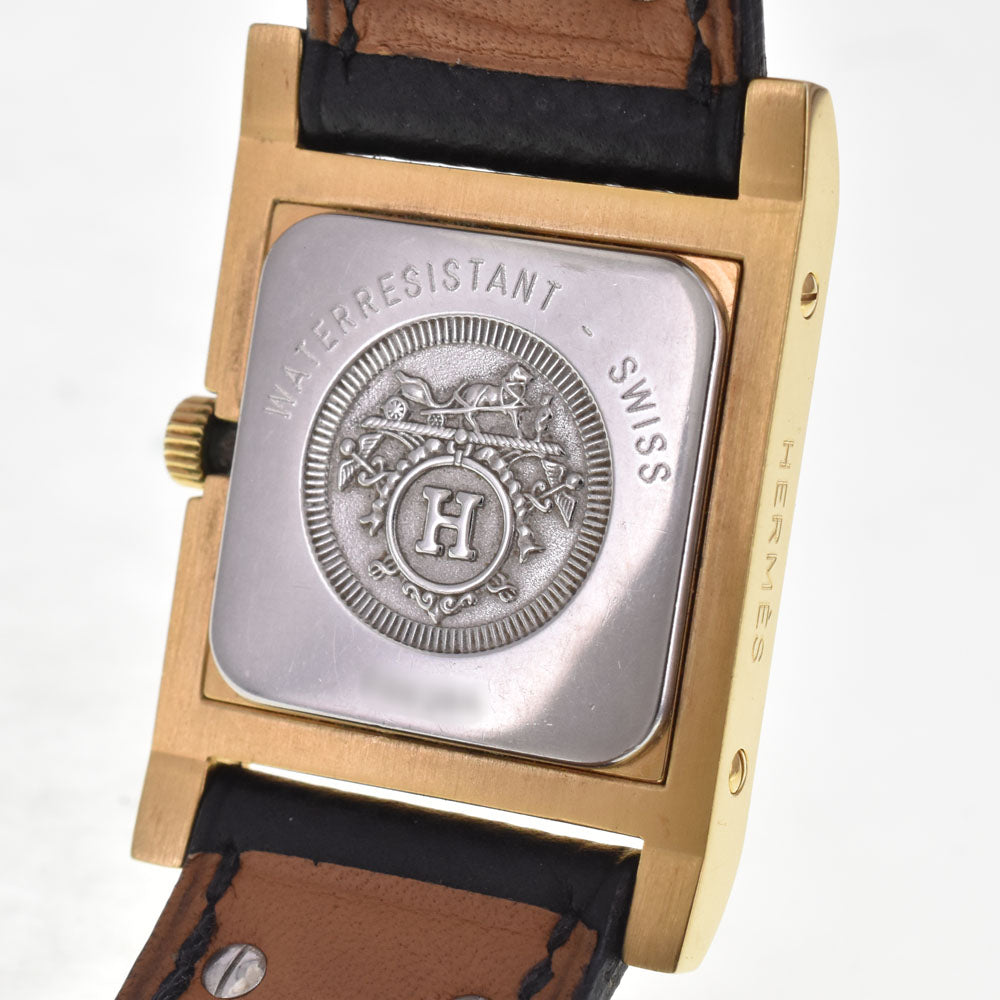 HERMES Medor Gold Plated / Leather white Dial Quartz Ladies
 Watch I#147811