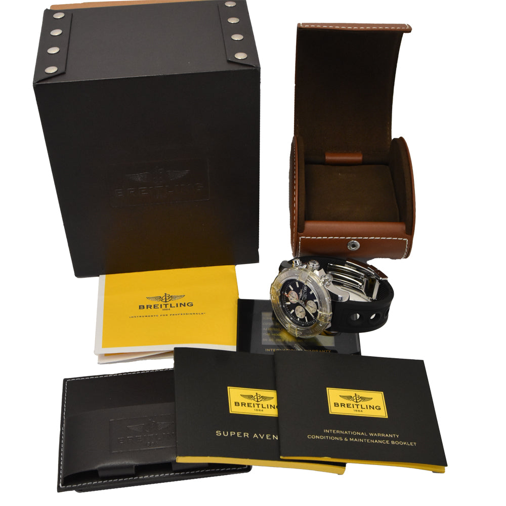 with paper BREITLING Super Avenger II A13371 Chronograph black Dial Automatic Men's
 Watch I#147815