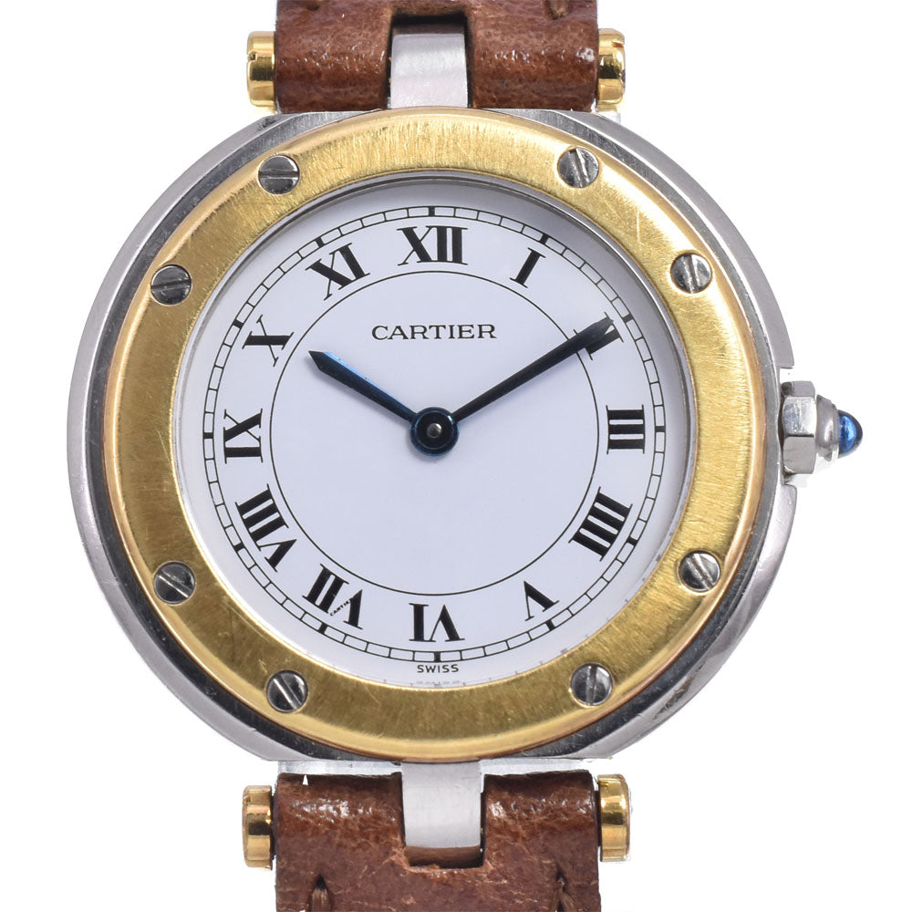 CARTIER Santos Round SM Stainless Steel/K18YG white Dial Quartz Men's
 Watch Q#147836