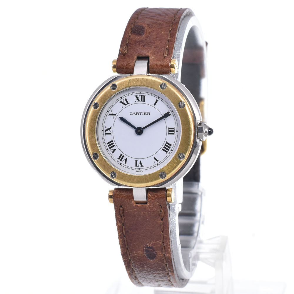 CARTIER Santos Round SM Stainless Steel/K18YG white Dial Quartz Men's
 Watch Q#147836