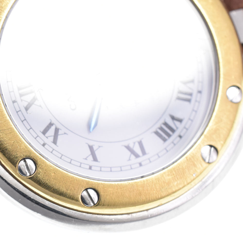 CARTIER Santos Round SM Stainless Steel/K18YG white Dial Quartz Men's
 Watch Q#147836
