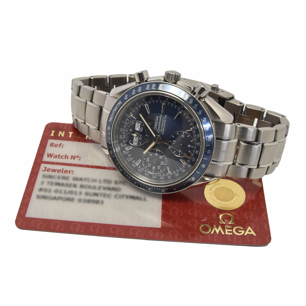 with paper OMEGA Speedmaster 3222.80 Triple calendar blue Dial Automatic Men's
 Watch I#147877