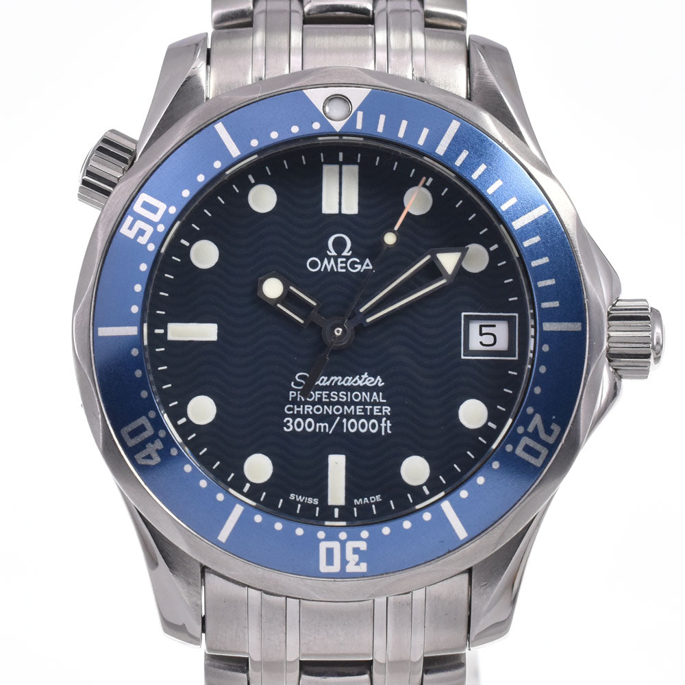 with paper OMEGA Seamaster 2551.80 Date 300m blue Dial Automatic Boy's
 Watch J#147879