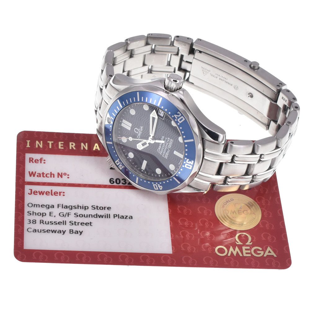 with paper OMEGA Seamaster 2551.80 Date 300m blue Dial Automatic Boy's
 Watch J#147879
