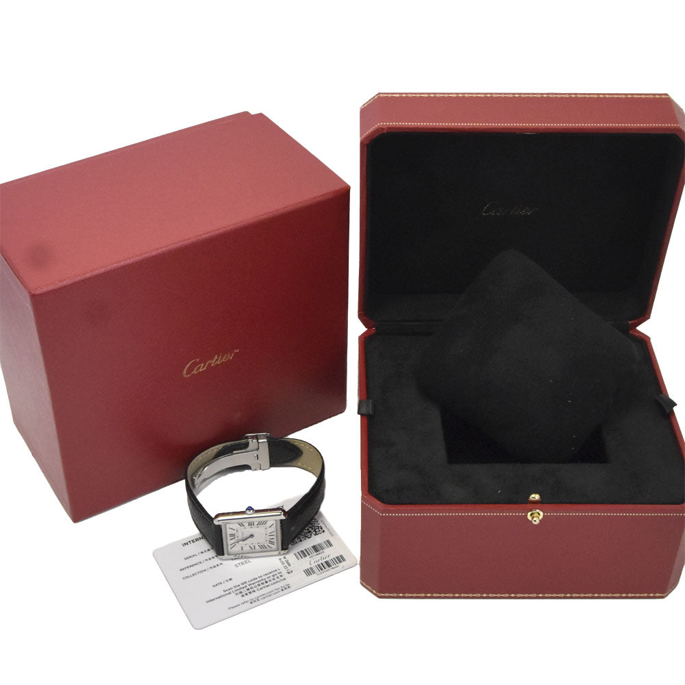with paper CARTIER Tank solo LM WSTA0028 Silver Dial Quartz Men's
 Watch J#147881