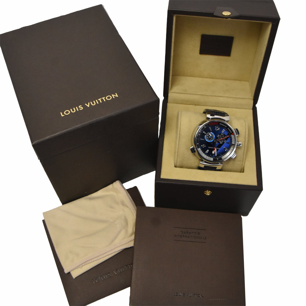 with paper LOUIS VUITTON Tambour Regatta Q102D alarm blue Dial Quartz Men's
 Watch J#147888