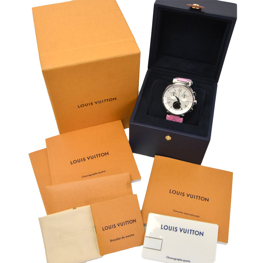 with paper LOUIS VUITTON Tambour Moon Star Q8D10Z Silver Dial Quartz Men's
 Watch J#147889