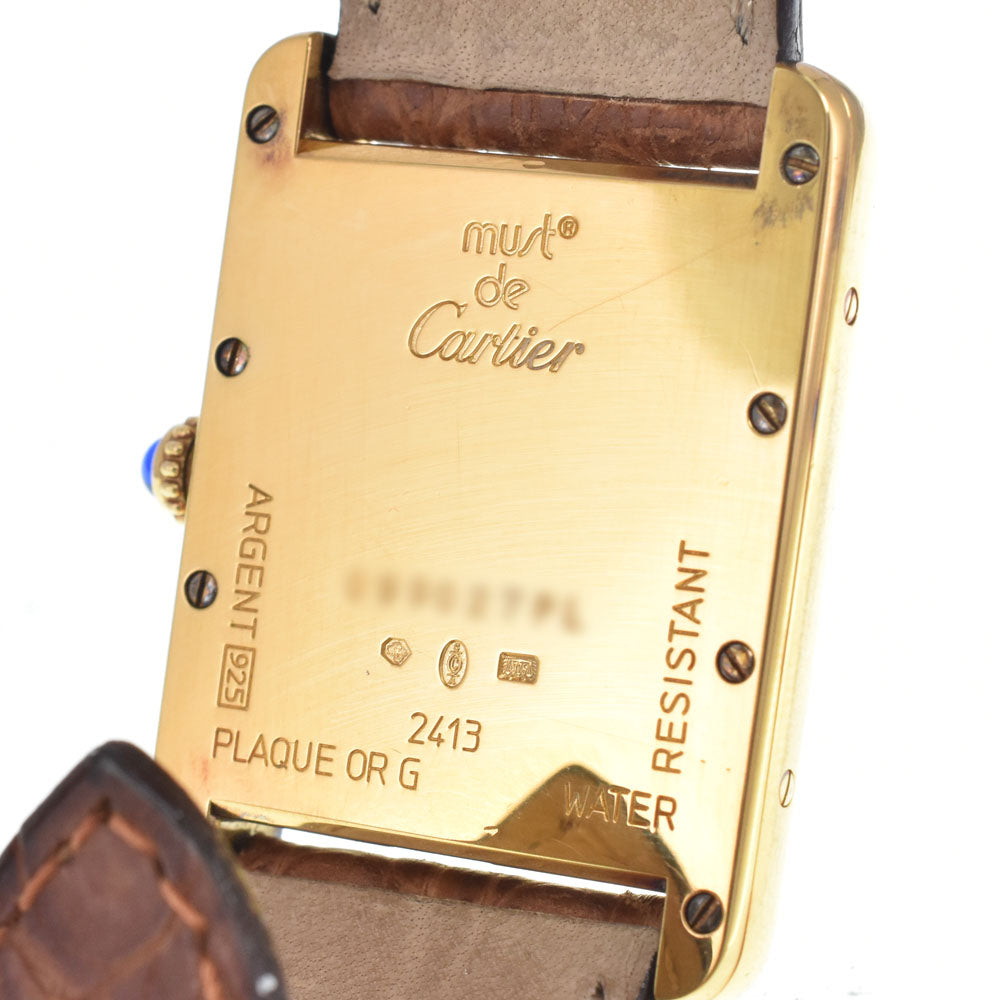 CARTIER Must tank LM W1017454 SV925 (Gold Plated) / Leather gold Dial Quartz Unisex
 Watch I#147892