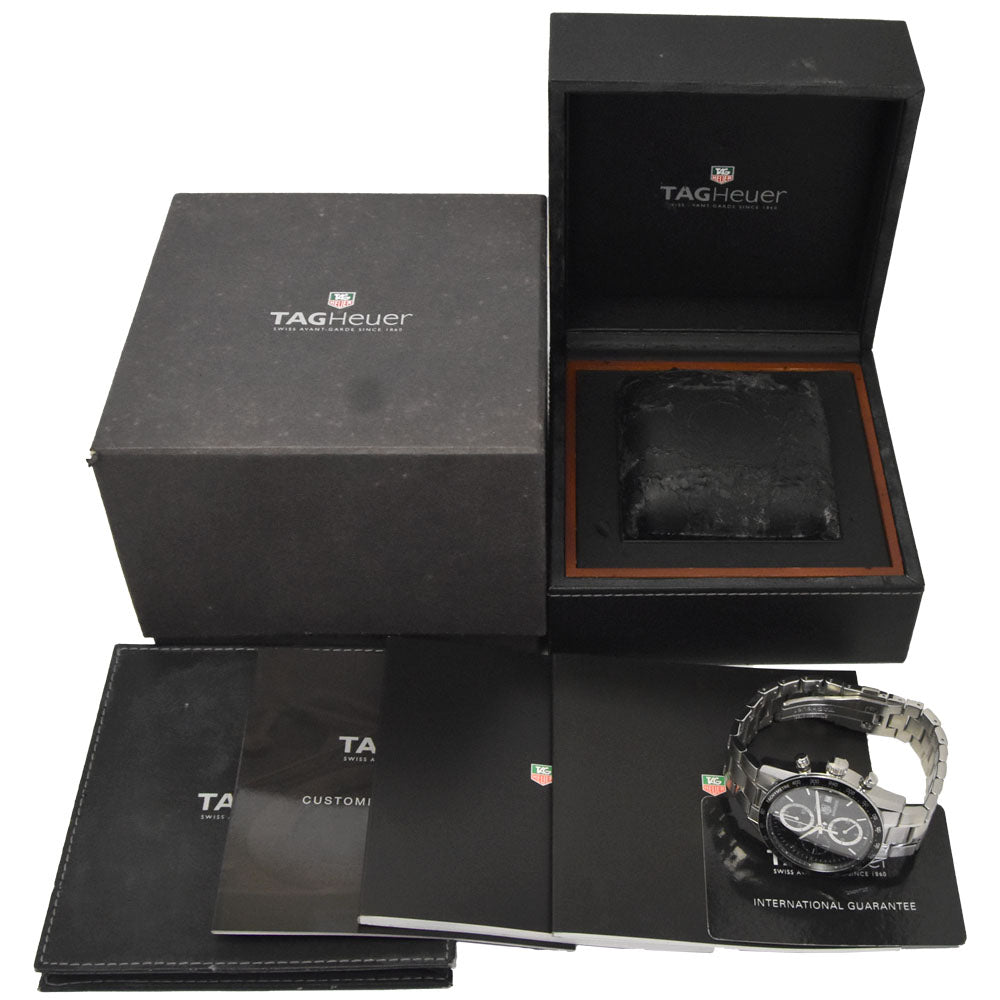 with paper TAG HEUER Carrera CV2010-3 See-through back chronograph black Dial Automatic Men's
 Watch K#147897