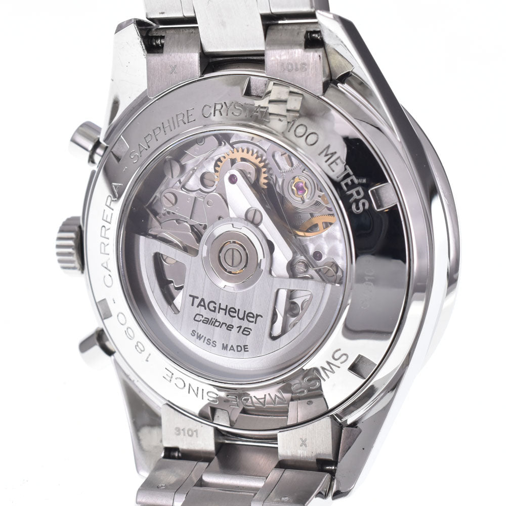 with paper TAG HEUER Carrera CV2010-3 See-through back chronograph black Dial Automatic Men's
 Watch K#147897