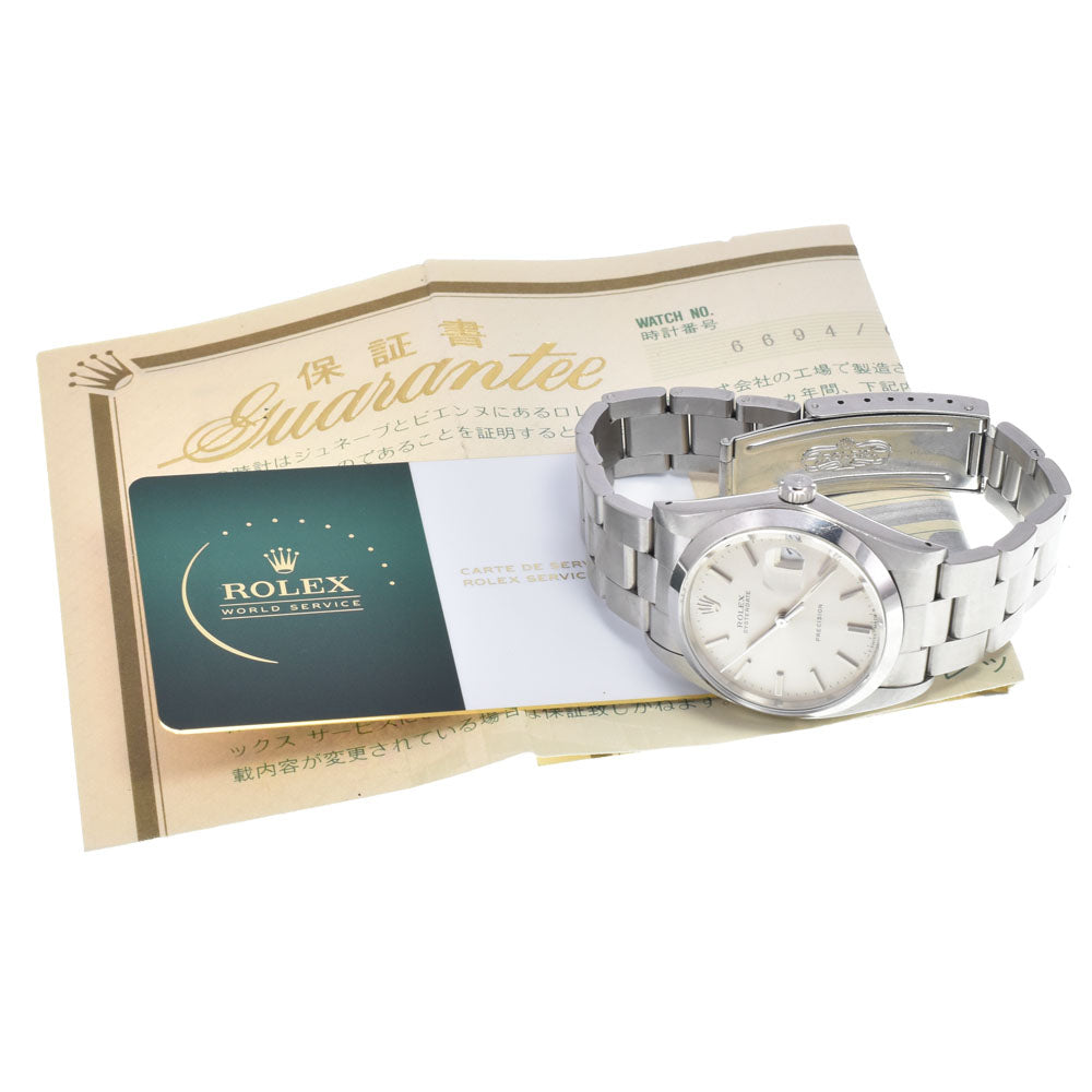 with paper ROLEX Oyster Date Precision 6694 vintage Cal.1225 Silver Dial Hand Winding Men's
 Watch J#147899