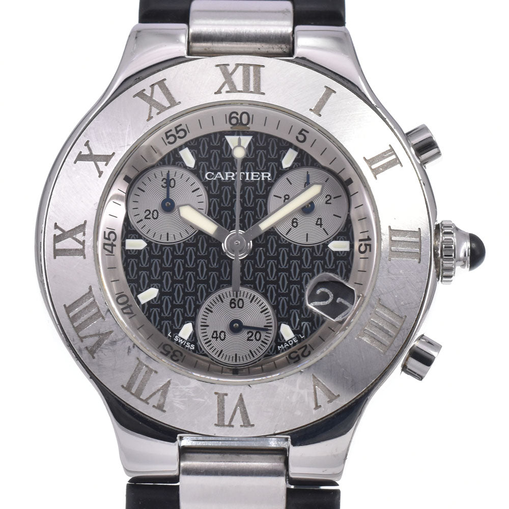 CARTIER Must21 CHRONOSCAPH LM W10125U2 Chronograph Date Black / Silver Dial Quartz Men's
 Watch K#147910