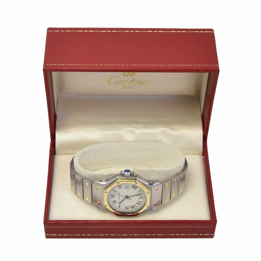 CARTIER Santos Octagon K18YG/Stainless Steel Ivory Dial Automatic Unisex
 Watch K#147911