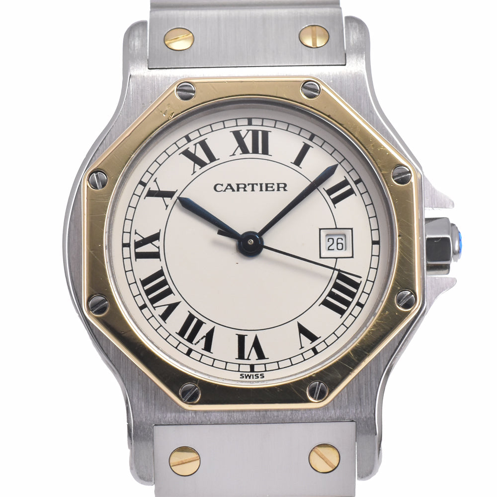 CARTIER Santos Octagon K18YG/Stainless Steel Ivory Dial Automatic Unisex
 Watch K#147911
