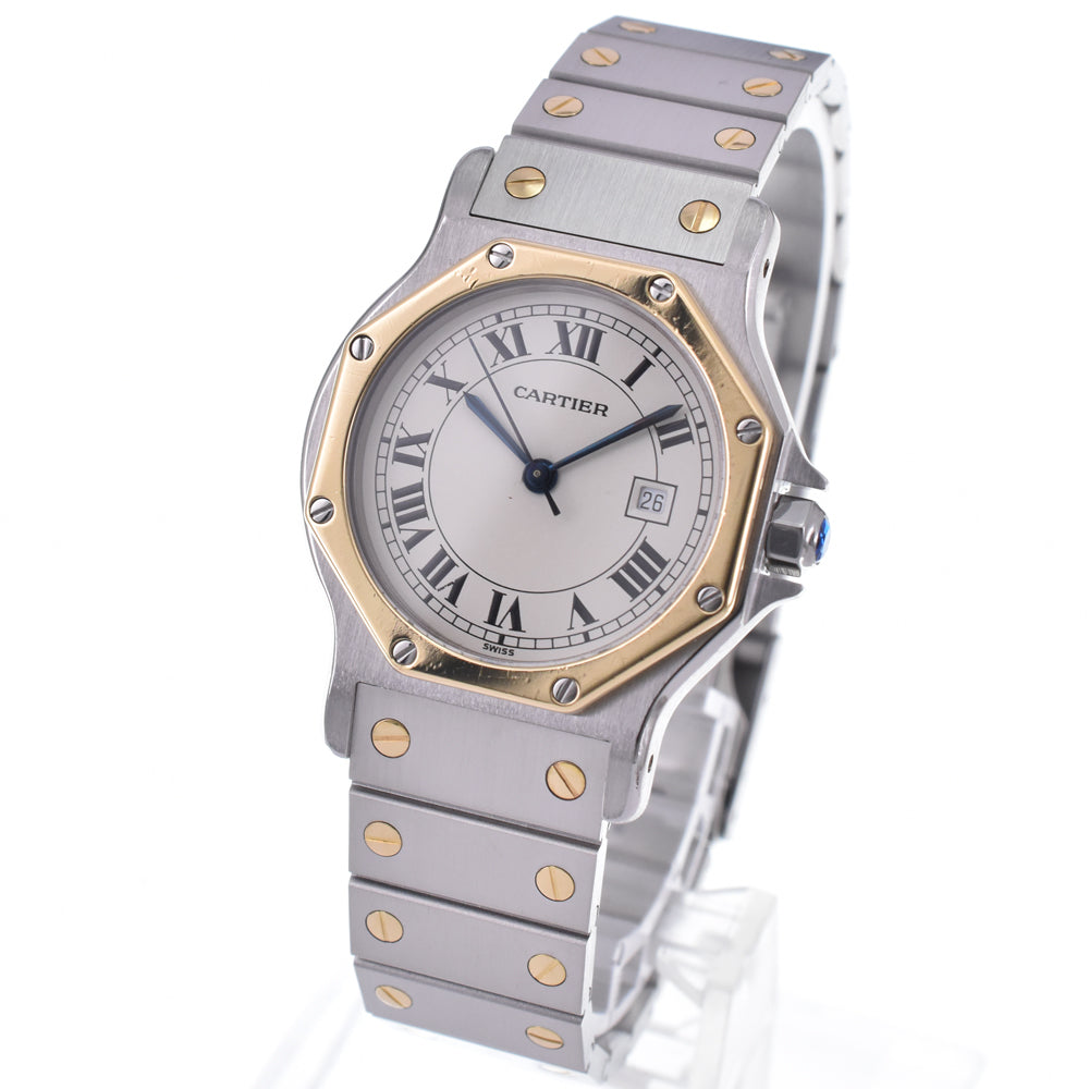 CARTIER Santos Octagon K18YG/Stainless Steel Ivory Dial Automatic Unisex
 Watch K#147911