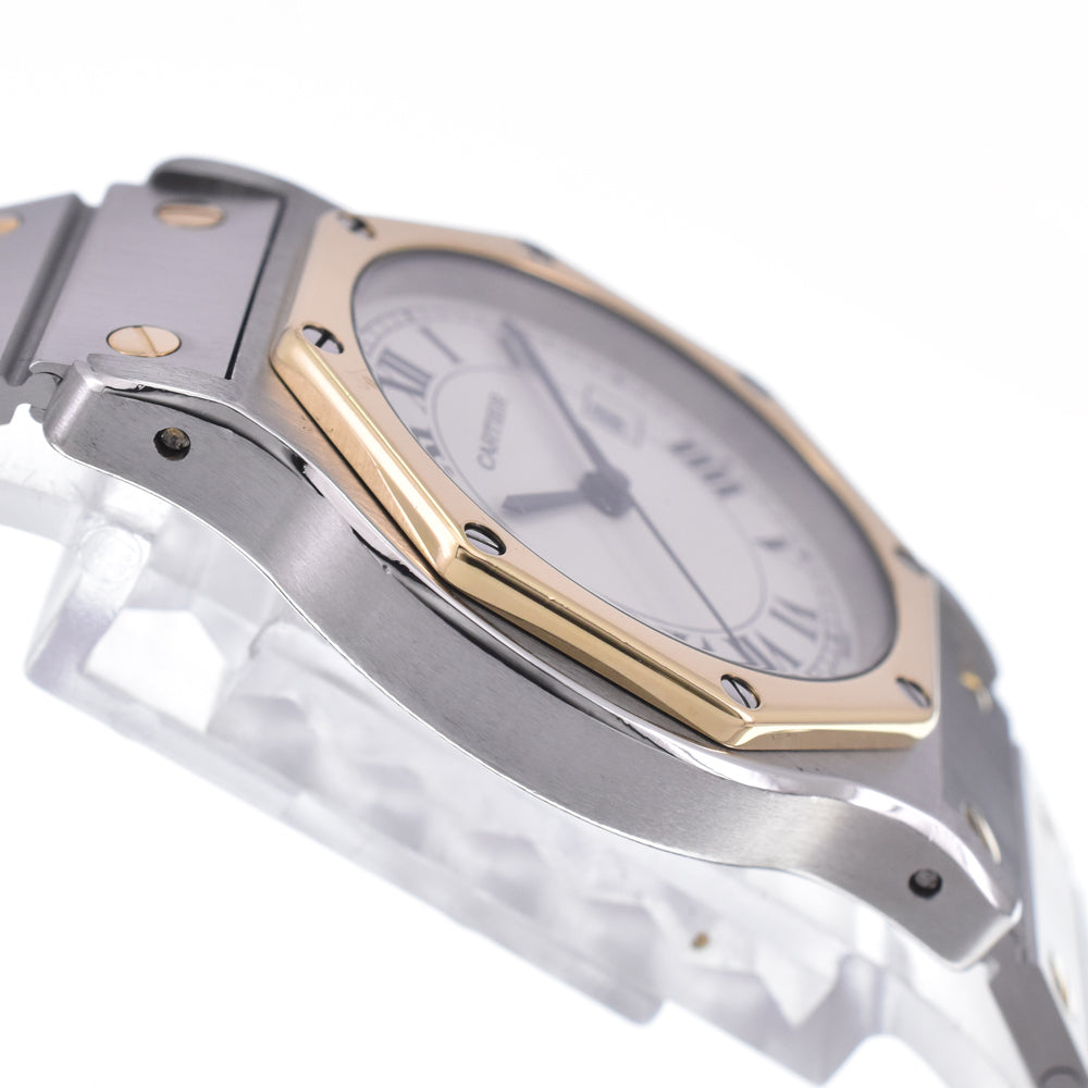CARTIER Santos Octagon K18YG/Stainless Steel Ivory Dial Automatic Unisex
 Watch K#147911