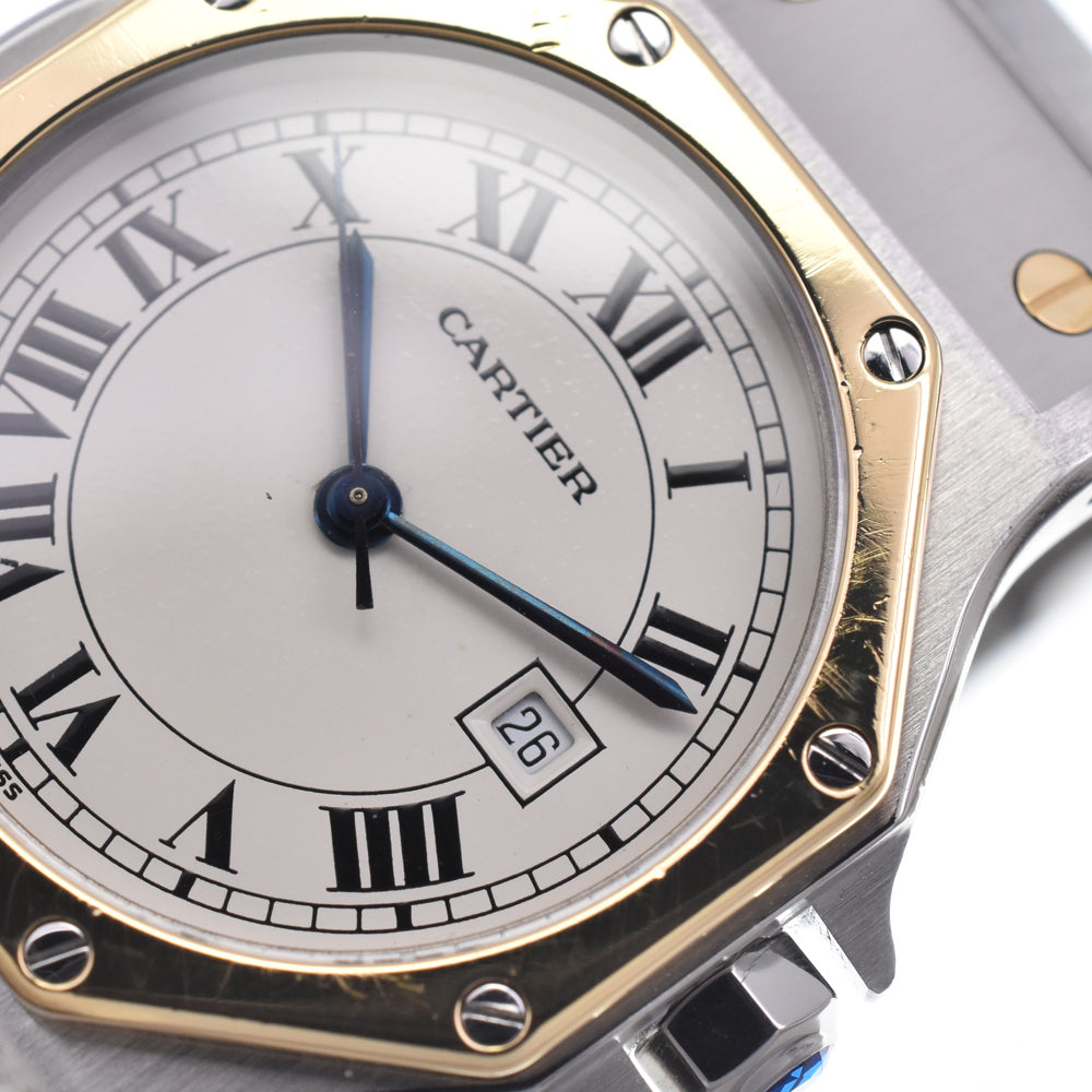 CARTIER Santos Octagon K18YG/Stainless Steel Ivory Dial Automatic Unisex
 Watch K#147911