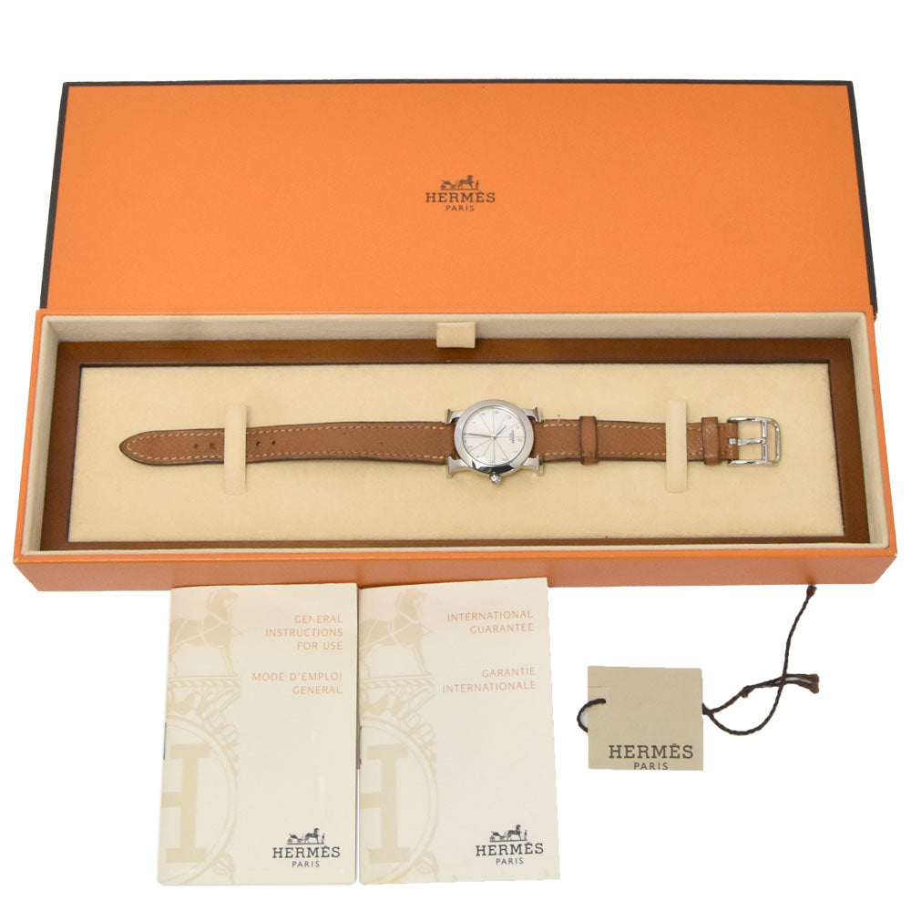 with paper HERMES H watch Rondo HR1.210 white Dial Quartz Ladies
 Watch J#147930