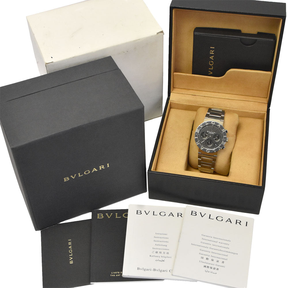 with paper BVLGARI Bvlgari Bvlgari BB38SSCH Chronograph Date black Dial Automatic Men's
 Watch K#147960