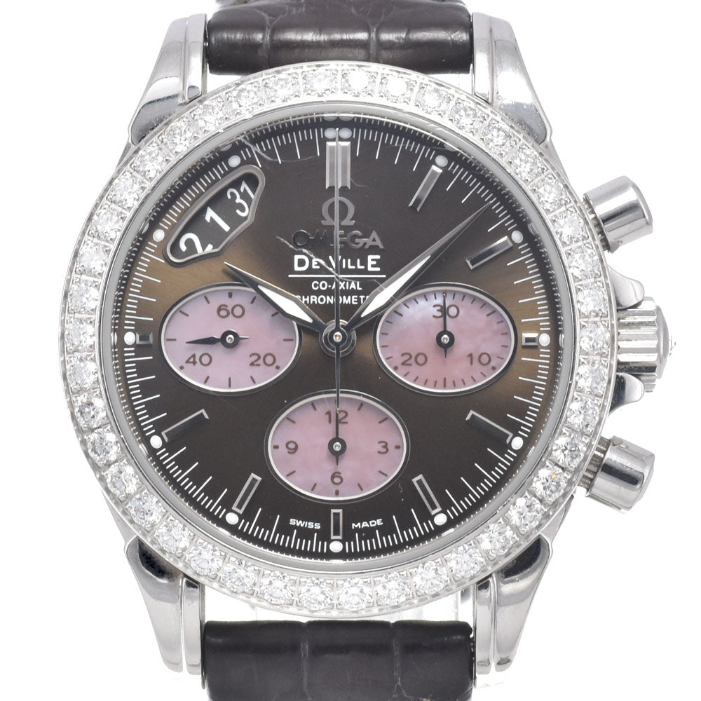 with paper OMEGA De Ville Coaxial 4841.20.32 Chronograph Date Brown / pink shell Dial Automatic Ladies
 Watch I#147982
