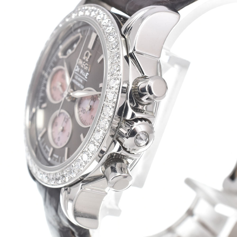 with paper OMEGA De Ville Coaxial 4841.20.32 Chronograph Date Brown / pink shell Dial Automatic Ladies
 Watch I#147982