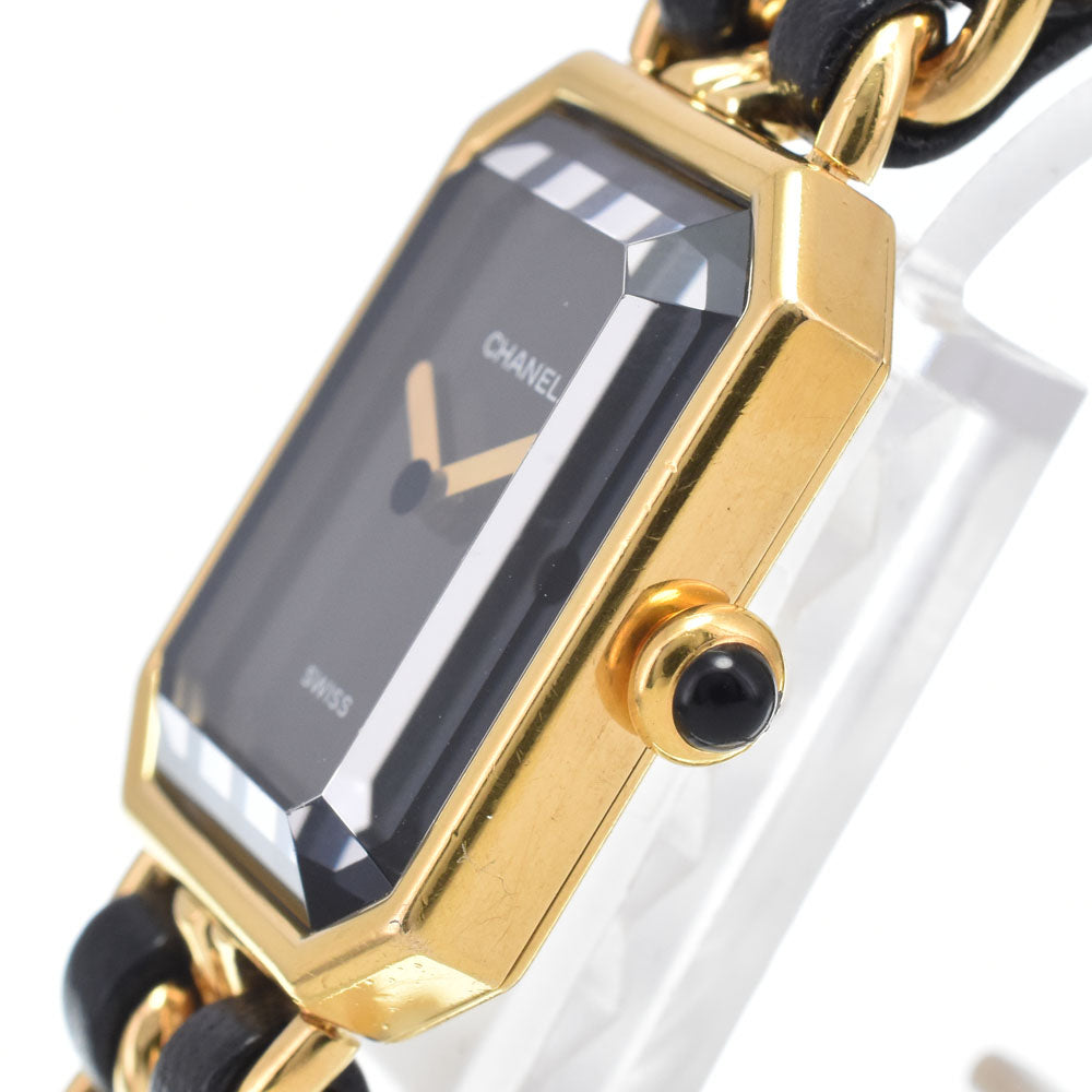 CHANEL Premiere L H0001 Gold Plated / Leather black Dial Quartz Ladies
 Watch J#147993