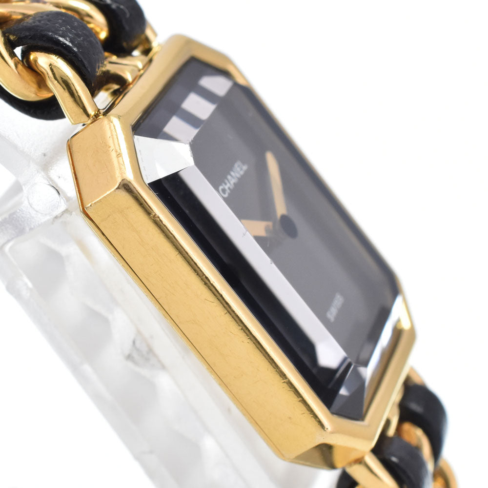 CHANEL Premiere L H0001 Gold Plated / Leather black Dial Quartz Ladies
 Watch J#147993