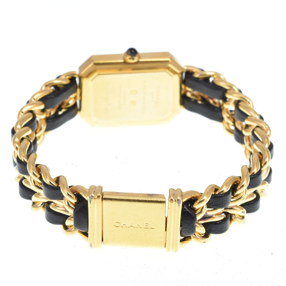 CHANEL Premiere L H0001 Gold Plated / Leather black Dial Quartz Ladies
 Watch J#147993
