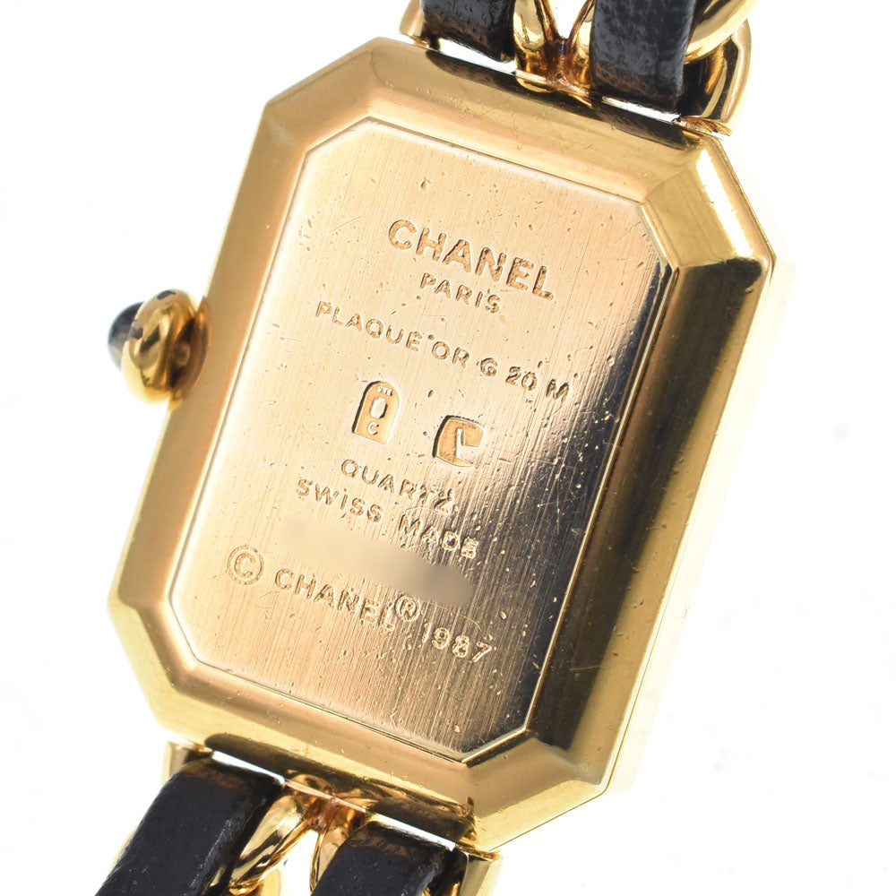 CHANEL Premiere L H0001 Gold Plated / Leather black Dial Quartz Ladies
 Watch J#147993