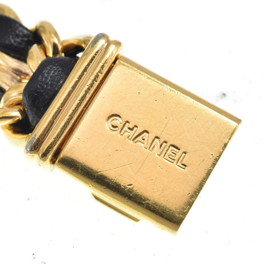 CHANEL Premiere L H0001 Gold Plated / Leather black Dial Quartz Ladies
 Watch J#147993