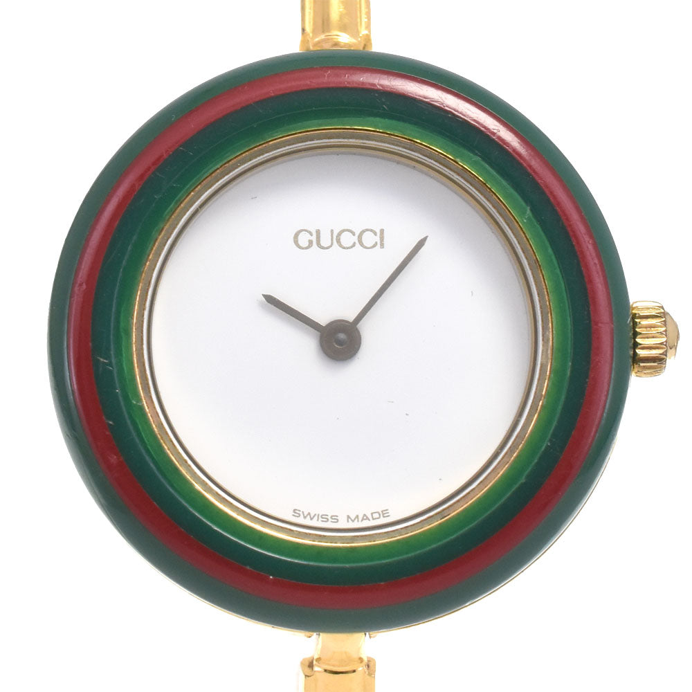 GUCCI Change bezel 11/12.2 Gold Plated white Dial Quartz Ladies
 Watch I#148072
