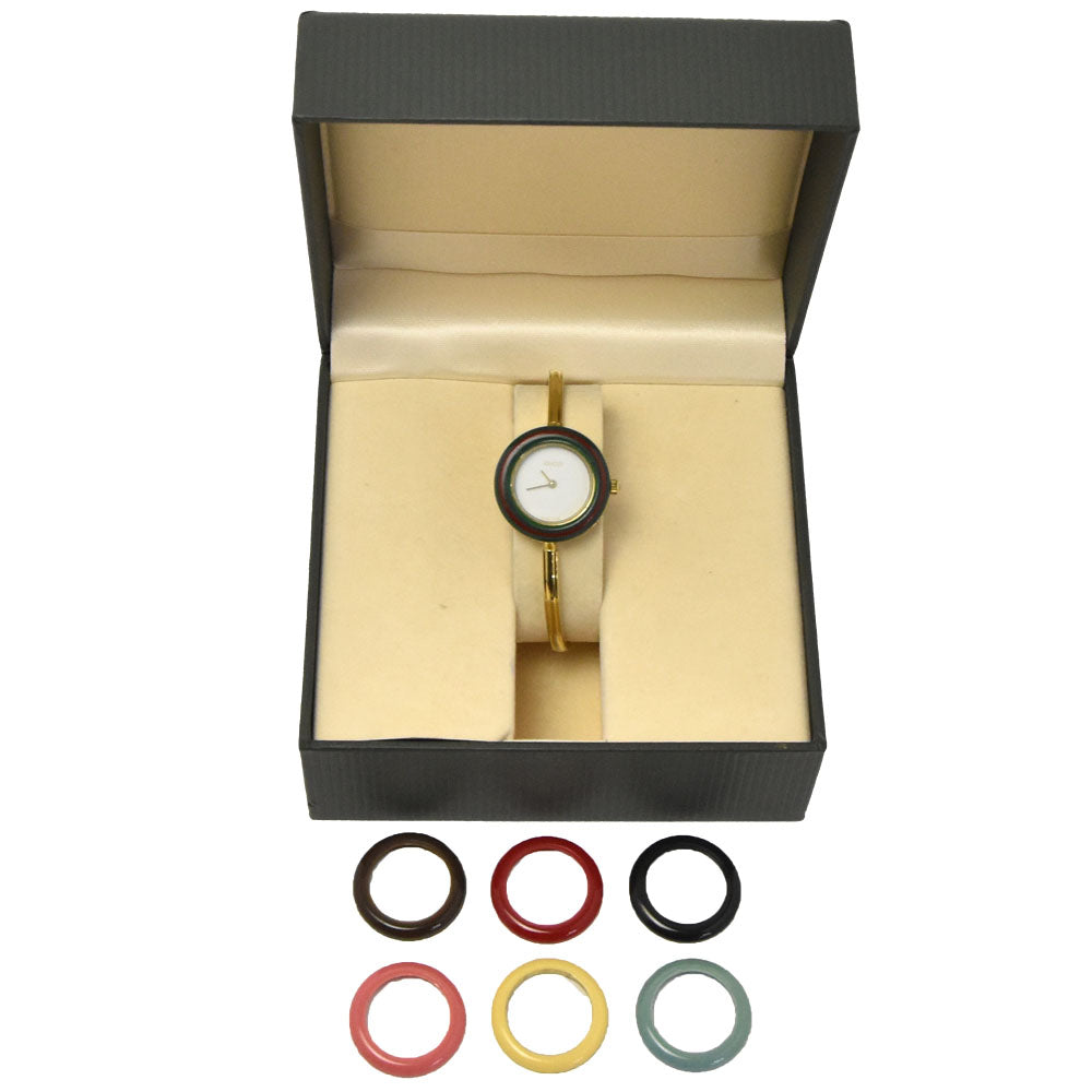 GUCCI Change bezel 11/12.2 Gold Plated white Dial Quartz Ladies
 Watch I#148072