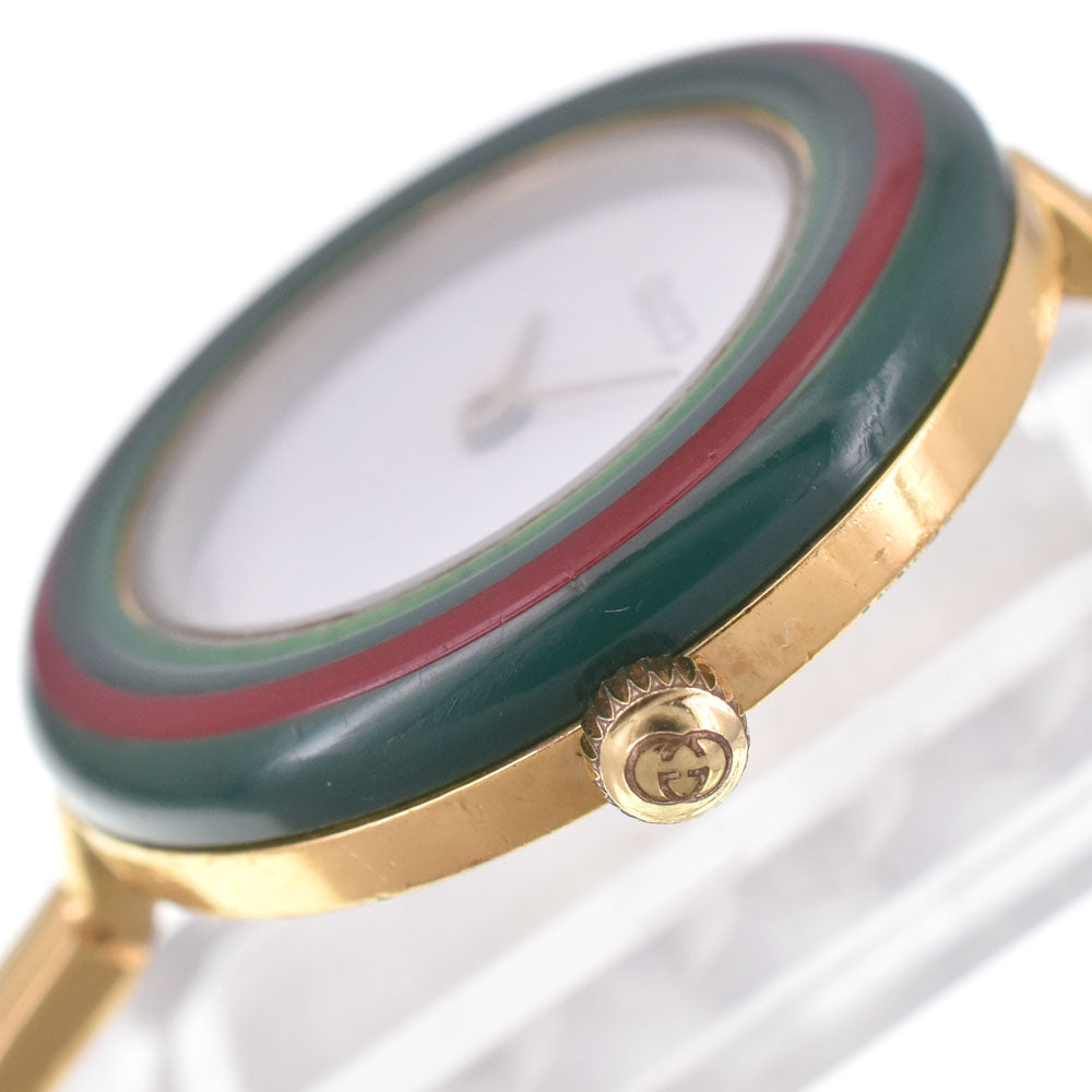 GUCCI Change bezel 11/12.2 Gold Plated white Dial Quartz Ladies
 Watch I#148072