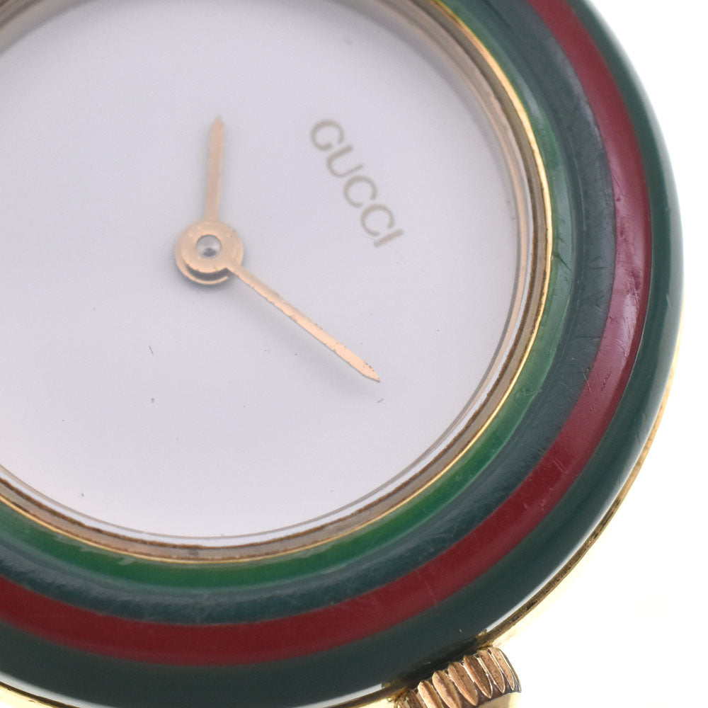 GUCCI Change bezel 11/12.2 Gold Plated white Dial Quartz Ladies
 Watch I#148072