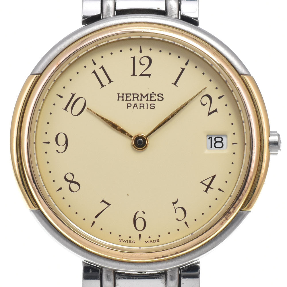HERMES Windsor Date Stainless Steel/Gold Plated beige Dial Quartz Men's
 Watch I#148073